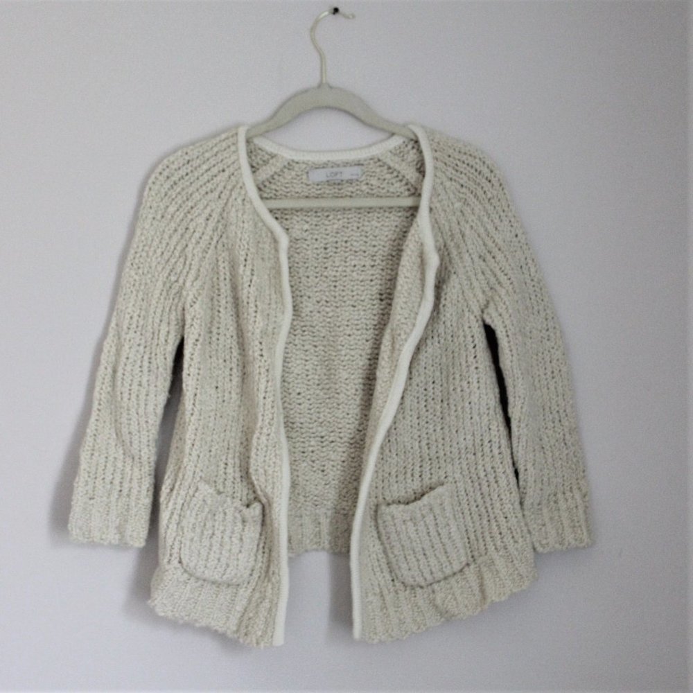 LOFT Cable Knit Cream Sweater